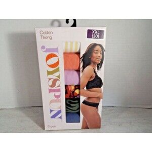 Joyspun Women's Cotton Thong Panties Size XXL (20) 6 Pair NEW In Package